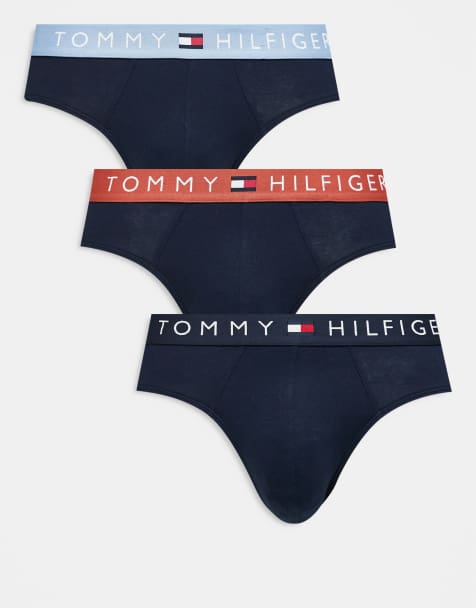 Tommy Hilfiger – Original – 3er-Pack Trunks in Marineblau mit Bund in Marineblau, Kupfer und Blau - view 1