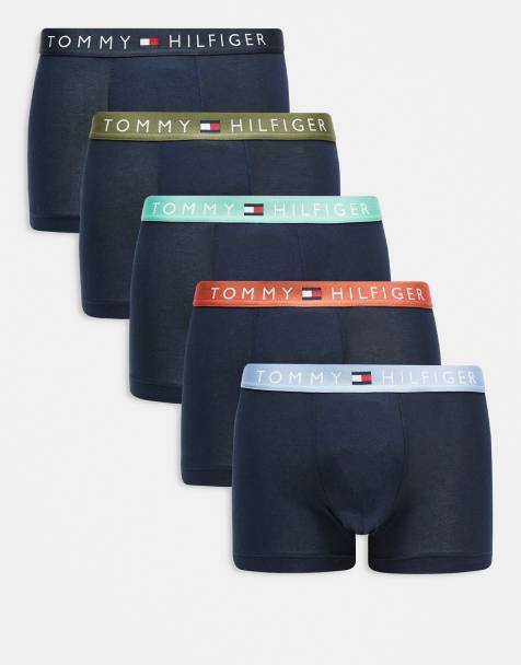 Tommy Hilfiger Original 5 pack trunks in navy with multi waistband - view 1