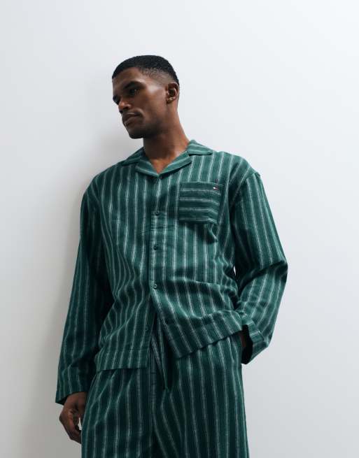 Tommy Hilfiger – Original – Grönrandig pyjamas i flanell, 2 av 5