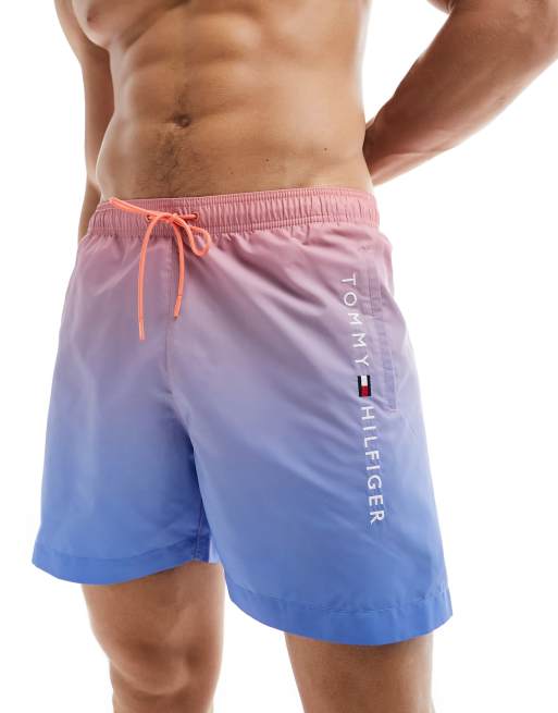 Tommy Hilfiger - Original - Halflange zwemshort met trekkoord in koraal met kleurverloop