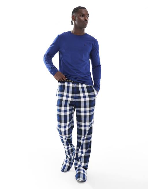 Tommy Hilfiger Original pyjama and slipper giftset in blue check print