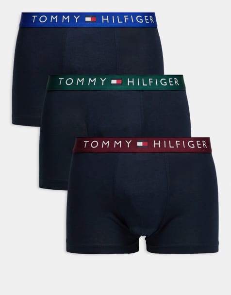 Tommy Hilfiger – Original – Svarta trunks med grönt, blått och vinrött midjeband, 3-pack - view 1