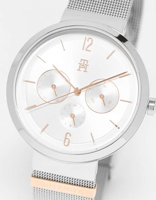 Tommy Hilfiger - Orologio da donna con bracciale a rete color argento/oro con quadrante argentato 1782537