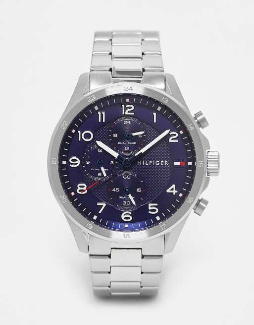 Tommy Hilfiger - Orologio da uomo con bracciale color argento e quadrante blu navy 1792007