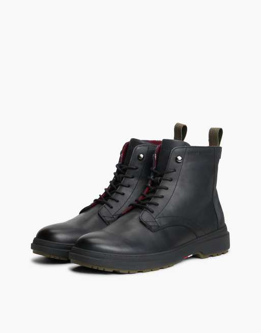 Tommy Hilfiger Outdoor leather warm lined ankle boots in black, 2 of 7