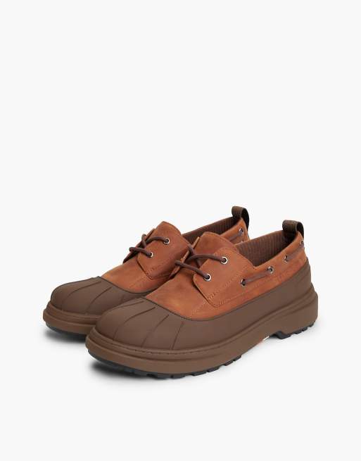 Tommy Hilfiger Outdoor leather waterproof boat shoes in dark brown, 2 of 7