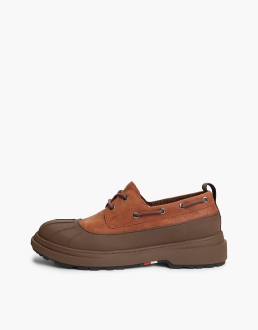 Tommy Hilfiger Outdoor leather waterproof boat shoes in dark brown, 7 of 7