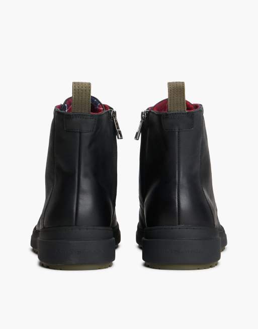 Tommy Hilfiger Outdoor Leder-Stiefeletten mit warmer Fütterung in Schwarz, 4 von 7