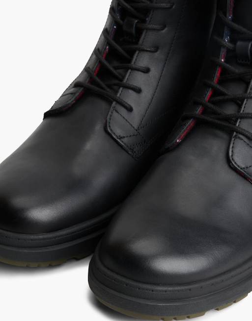 Tommy Hilfiger Outdoor Leder-Stiefeletten mit warmer Fütterung in Schwarz, 6 von 7