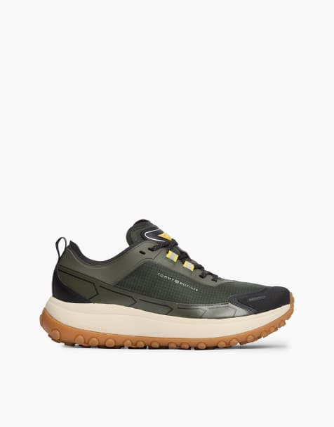 Tommy Hilfiger Outdoor waterproof non-slip trainers in pewter green - view 1