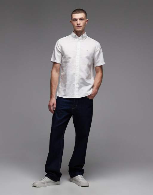 Tommy Hilfiger - Overhemd van linnenmix met korte mouwen in wit, 2 van 5