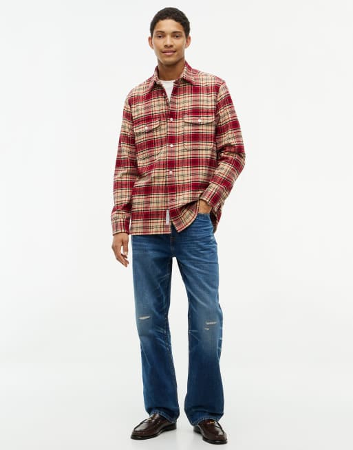 Tommy Hilfiger Overshirt mit lockerer Passform und Karomuster aus Flanell in Mittelrot / kariert, 2 von 6