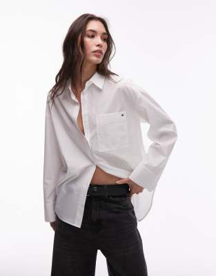 Tommy Hilfiger Oversized fit adjustable cuffs poplin shirt in light blue - view 1
