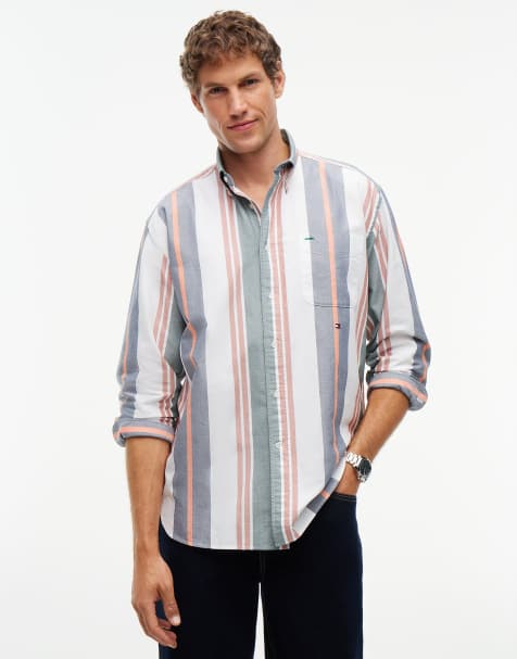 Tommy Hilfiger Oversized-Fit Oxford-Hemd mit gemischten Streifen in Grün / Streifen - view 1