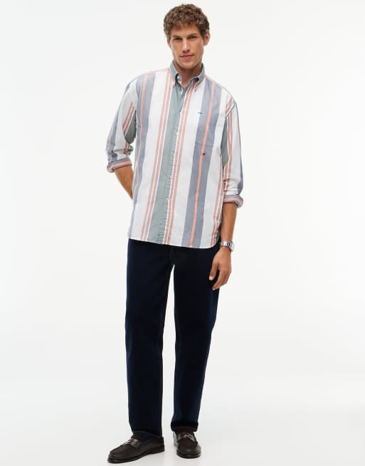 Tommy Hilfiger Oversized-Fit Oxford-Hemd mit gemischten Streifen in Grün / Streifen, 2 von 6