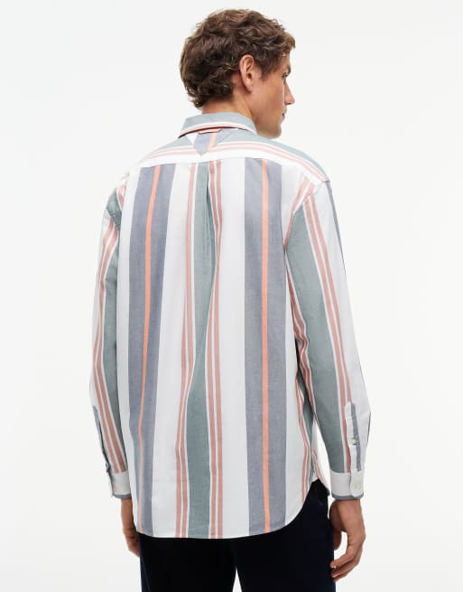 Tommy Hilfiger Oversized-Fit Oxford-Hemd mit gemischten Streifen in Grün / Streifen, 4 von 6