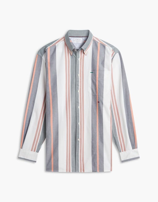 Tommy Hilfiger Oversized-Fit Oxford-Hemd mit gemischten Streifen in Grün / Streifen, 5 von 6