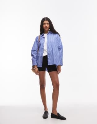 Tommy Hilfiger Oversized fit poplin shirt in multi-Blue