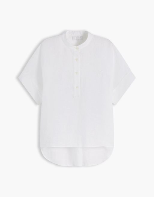 Tommy Hilfiger Oversized pure linen short sleeve blouse in optic white, 5 of 6