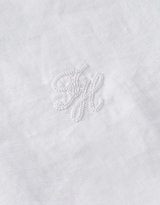 Tommy Hilfiger Oversized pure linen short sleeve blouse in optic white, 6 of 6