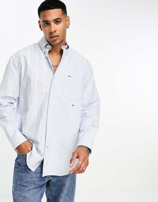Tommy Hilfiger – Oxford-Hemd in Blau mit Blockstreifen