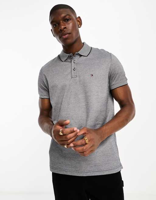 Tommy Hilfiger oxford logo polo shirt in grey | ASOS