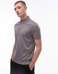[Tommy Hilfiger] Tommy Hilfiger oxford regular polo shirt in grey heather M Black / White