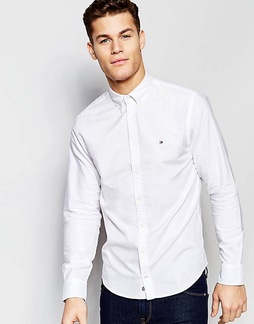 Tommy Hilfiger Oxford Shirt In New York Regular Fit in White | ASOS