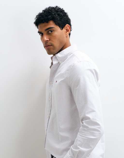 Tommy Hilfiger oxford shirt in taupe stripe, 3 of 5
