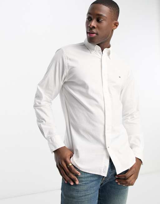 Tommy Hilfiger oxford shirt with stretch in regular fit in white