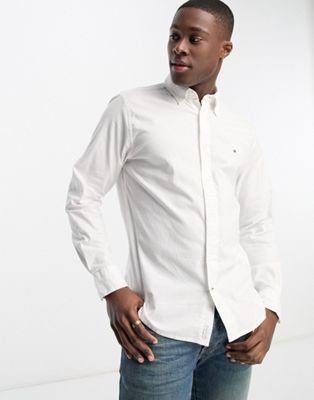 Tommy Hilfiger oxford shirt with stretch in slim fit in white - ASOS Price Checker