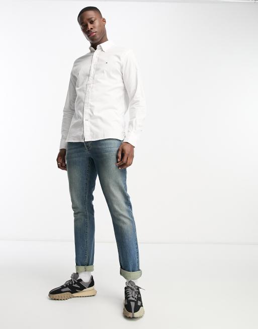 Tommy oxford shirt with stretch in slim fit in white ASOS