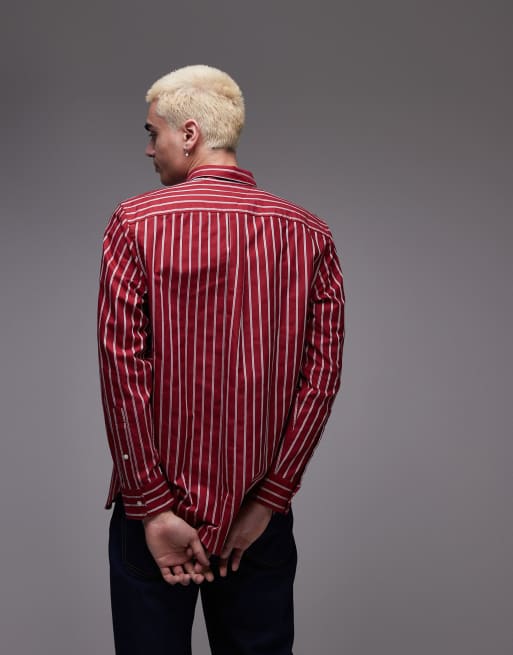 open lace back dress PopCheck Double Panel Bowling Shirt in Red/Black 2X