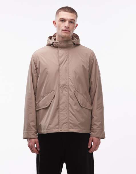 Tommy Hilfiger packable hooded rain jacket in tan - view 1