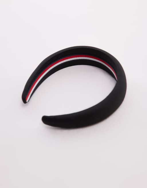 Tommy Hilfiger padded headband with metal logo in black, 3 of 3