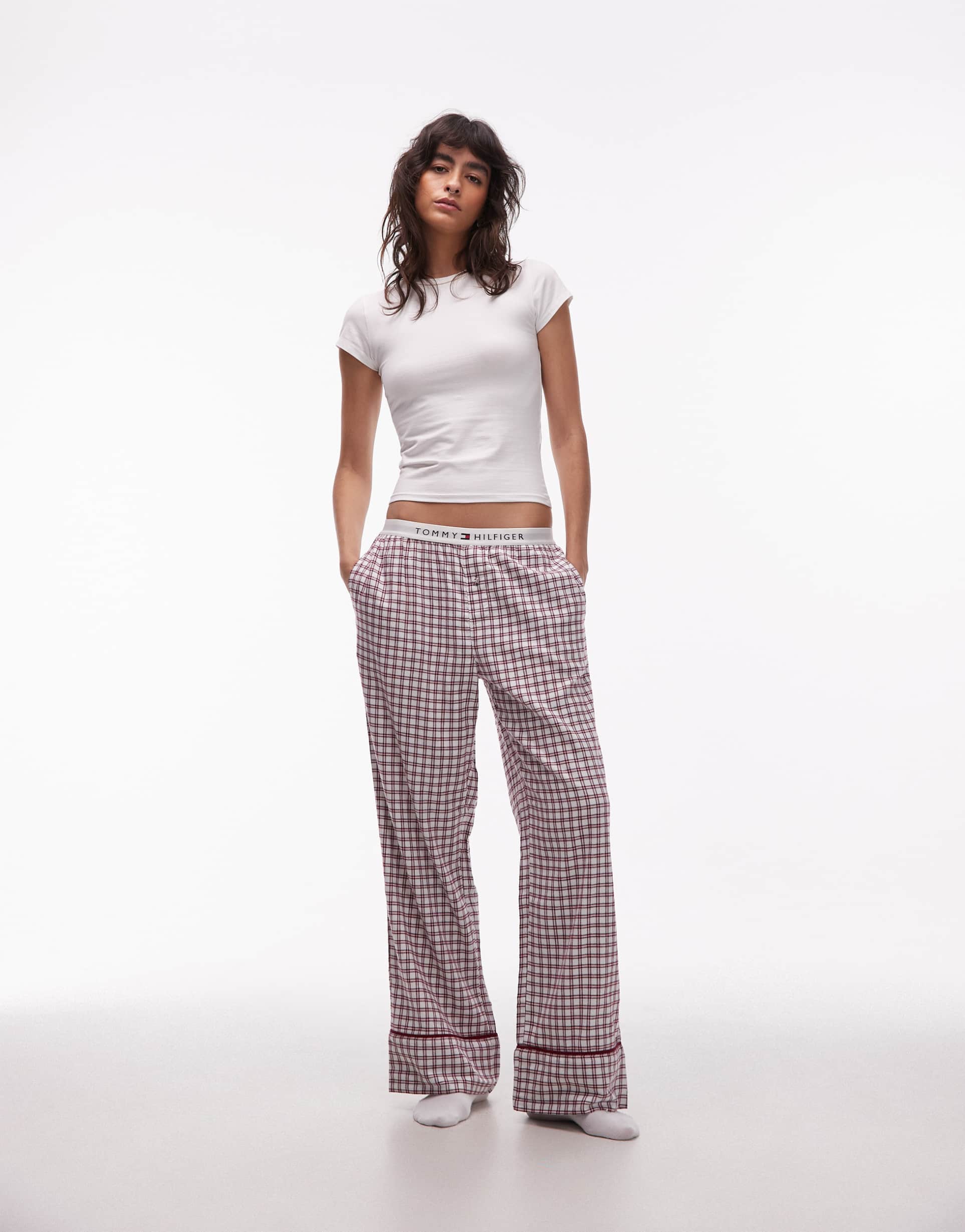 tommy hilfiger pajama bottoms in red gingham