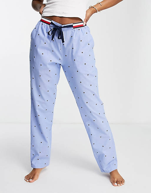 Tommy Hilfiger pajama pant with logo embroidery in blue