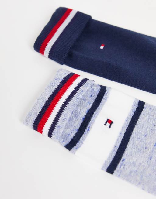 Tommy Hilfiger - Pakke med 2 par sokker med flaglogo i grå/marineblå, 2 af 4