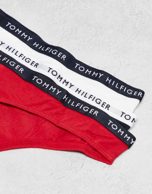 Tommy Hilfiger - Pakke med 3 G-strenge i rød/hvid/mørk marineblå, 2 af 3
