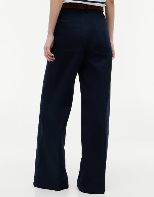 Tommy Hilfiger - Pantalon chino large à logo brodé - Bleu foncé, 4 de 6