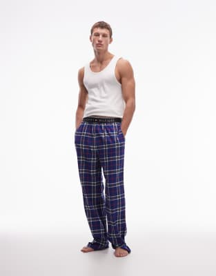Tommy Hilfiger - Pantalon de pyjama en flanelle à carreaux - Bleu