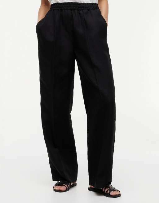 Tommy Hilfiger pantalon droit ample en lin noir, 2 de 6