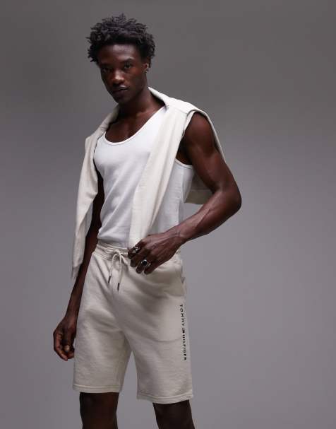 Tommy Hilfiger - Pantaloncini bianco sporco in jersey con logo - view 1