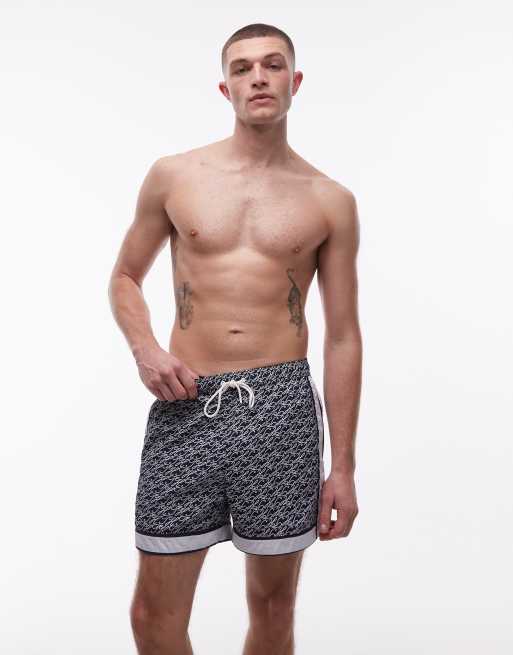 Tommy Hilfiger - Pantaloncini da bagno blu navy con stampa e coulisse , 5 di 5