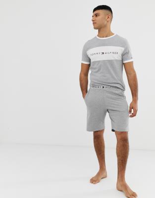 Tommy Hilfiger - Pantaloncini da casa con comodo elastico in vita con logo grigi