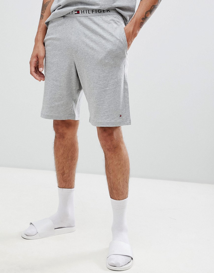 Tommy Hilfiger - Pantaloncini da casa in cotone con logo regular grigio mélange