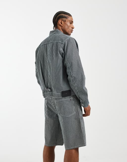 Tommy Hilfiger - Pantaloncini di jeans blu navy a righe indaco in coordinato, 5 di 5