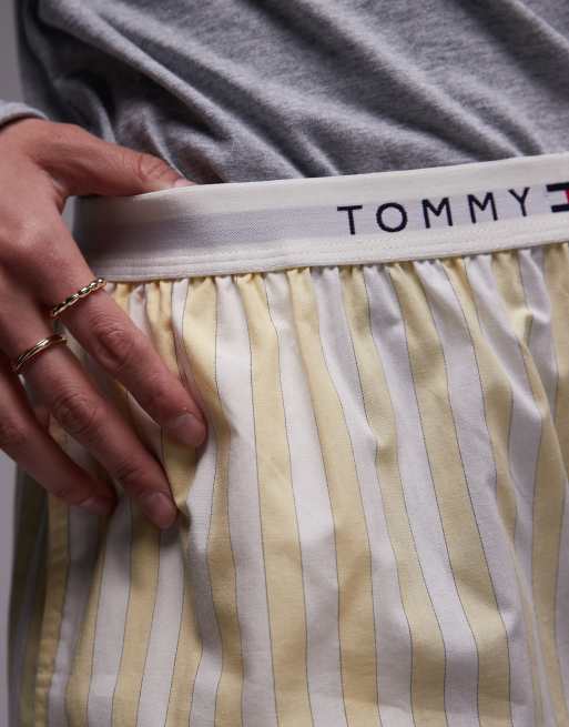 Tommy Hilfiger - Pantaloncini stile boxer giallo burro a righe in popeline, 3 di 5