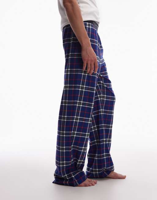 Tommy Hilfiger - Pantaloni del pigiama in flanella blu a quadri, 2 di 4