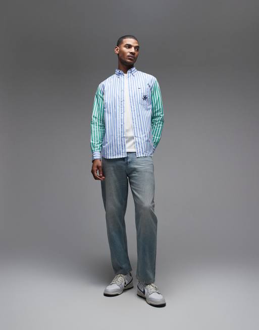 Tommy Hilfiger paper touch shirt in green & blue stripe, 2 of 5